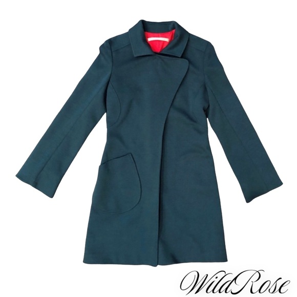 DVF DIANE VON FURSTENBERG Green Snap Trench Jacket SZ 4 - Picture 8 of 17